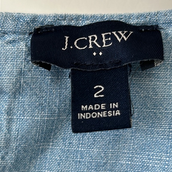 J Crew Chambray Ruffle Sleeve Tiered Mini Dress w Pockets, Cotton - Picture 4 of 14